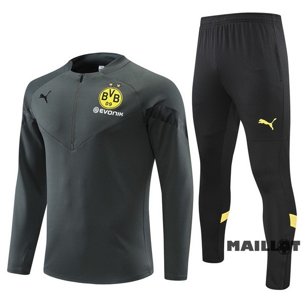 Foot Maillot Pas Cher Ensemble Complet Sudadera Entrainement Borussia Dortmund 2022 2023 Gris I Noir