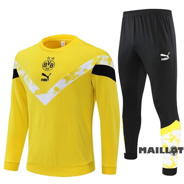 Foot Maillot Pas Cher Ensemble Complet Sudadera Entrainement Borussia Dortmund 2022 2023 Jaune III Noir