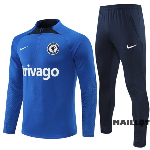 Foot Maillot Pas Cher Ensemble Complet Sudadera Entrainement Chelsea 2022 2023 Bleu