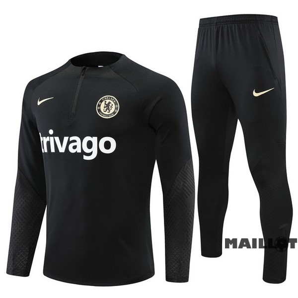 Foot Maillot Pas Cher Ensemble Complet Sudadera Entrainement Chelsea 2022 2023 I Noir