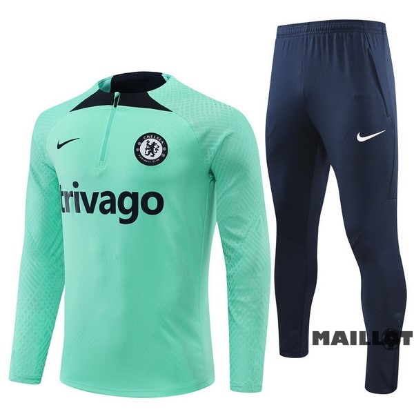 Foot Maillot Pas Cher Ensemble Complet Sudadera Entrainement Chelsea 2022 2023 Vert Bleu