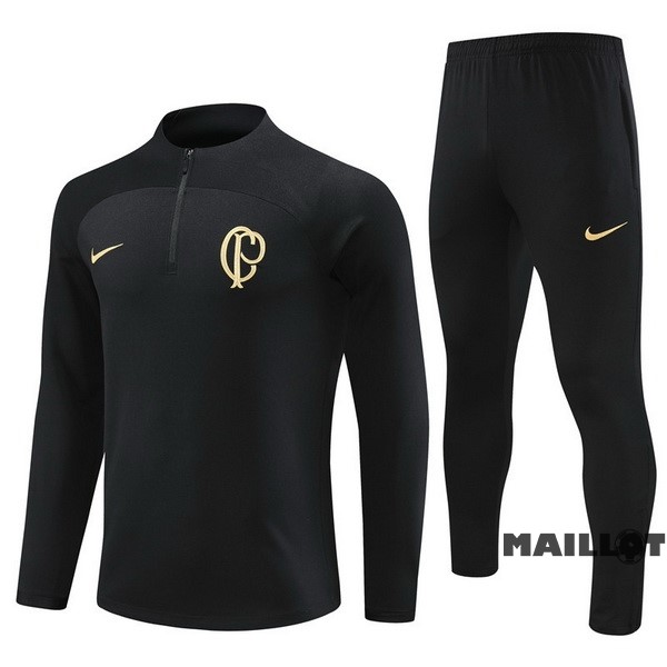 Foot Maillot Pas Cher Ensemble Complet Sudadera Entrainement Corinthians Paulista 2023 2024 I Noir