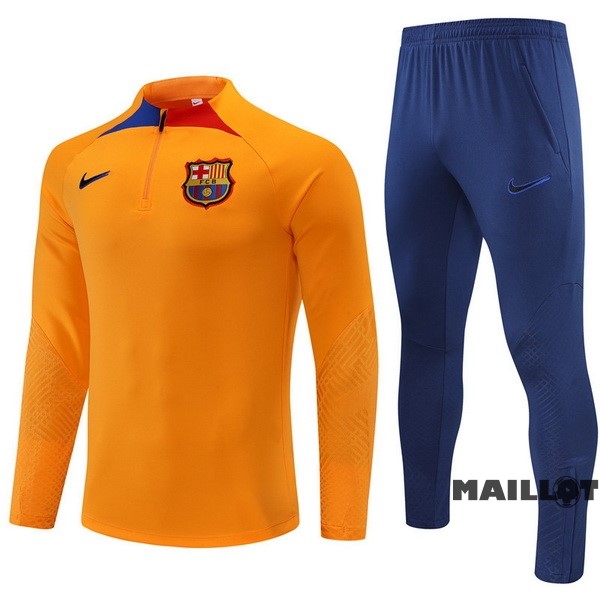 Foot Maillot Pas Cher Ensemble Complet Sudadera Entrainement Enfant Barcelona 2022 2023 Jaune Bleu