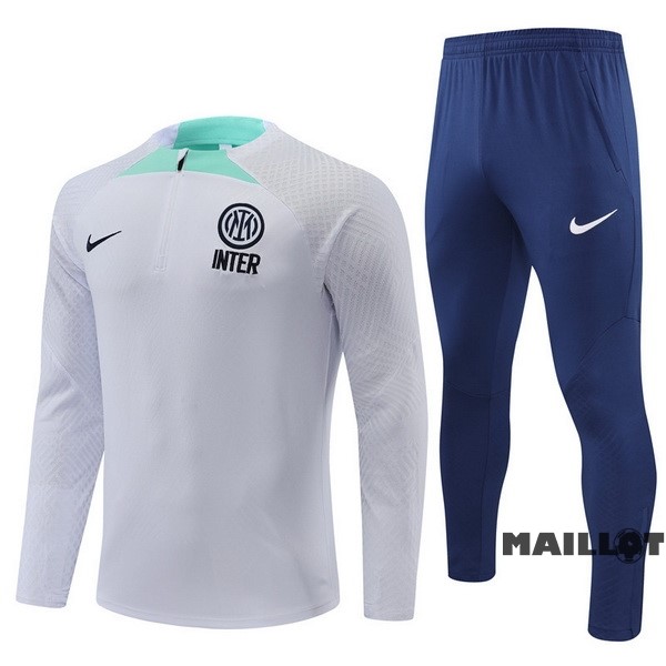 Foot Maillot Pas Cher Ensemble Complet Sudadera Entrainement Enfant Joueurs Inter Milán 2022 2023 Blanc Bleu