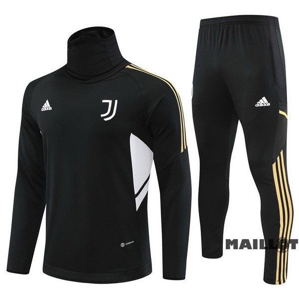 Foot Maillot Pas Cher Ensemble Complet Sudadera Entrainement Enfant Juventus 2022 2023 Noir Blanc