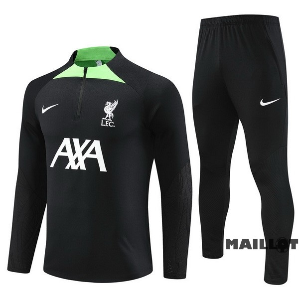 Foot Maillot Pas Cher Ensemble Complet Sudadera Entrainement Enfant Liverpool 2022 2023 Noir Vert