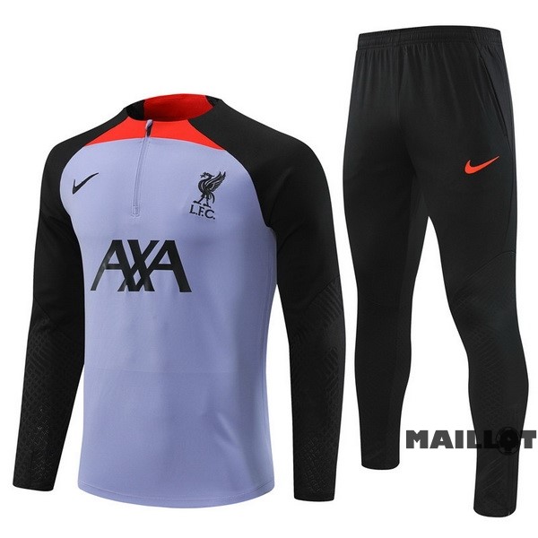 Foot Maillot Pas Cher Ensemble Complet Sudadera Entrainement Enfant Liverpool 2022 2023 Purpura Noir