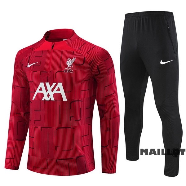 Foot Maillot Pas Cher Ensemble Complet Sudadera Entrainement Enfant Liverpool 2022 2023 Rouge I Noir