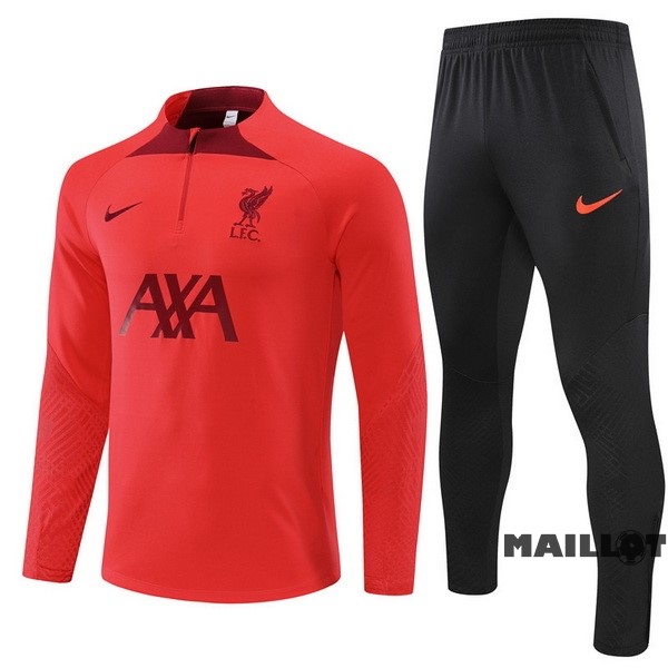 Foot Maillot Pas Cher Ensemble Complet Sudadera Entrainement Enfant Liverpool 2022 2023 Rouge Noir