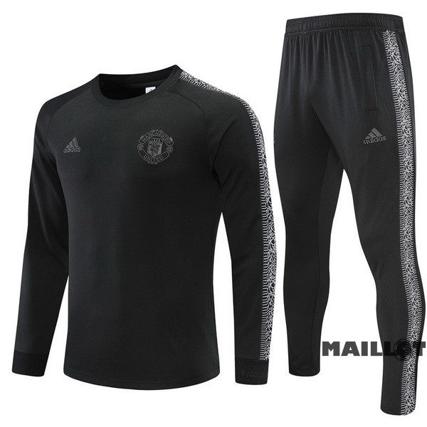 Foot Maillot Pas Cher Ensemble Complet Sudadera Entrainement Enfant Manchester United 2022 2023 II Noir