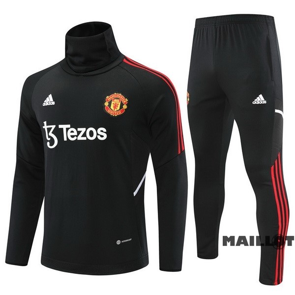 Foot Maillot Pas Cher Ensemble Complet Sudadera Entrainement Enfant Manchester United 2022 2023 Noir I Rouge