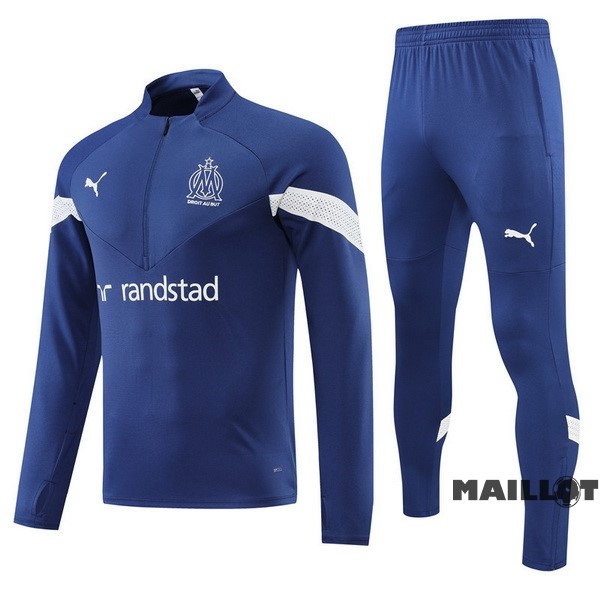 Foot Maillot Pas Cher Ensemble Complet Sudadera Entrainement Enfant Marsella 2022 2023 Bleu Blanc