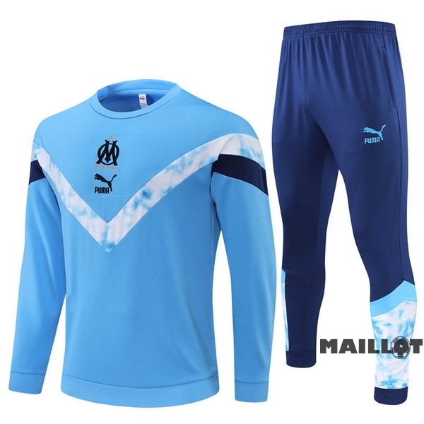 Foot Maillot Pas Cher Ensemble Complet Sudadera Entrainement Enfant Marsella 2022 2023 II Bleu