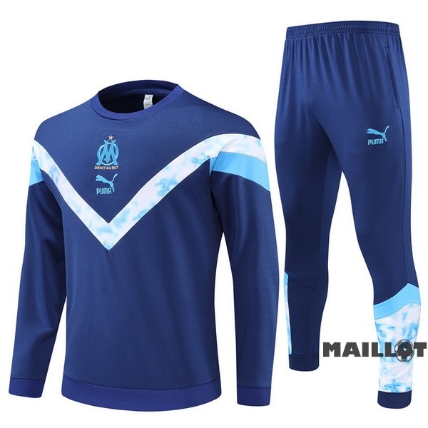 Foot Maillot Pas Cher Ensemble Complet Sudadera Entrainement Enfant Marsella 2022 2023 I Bleu