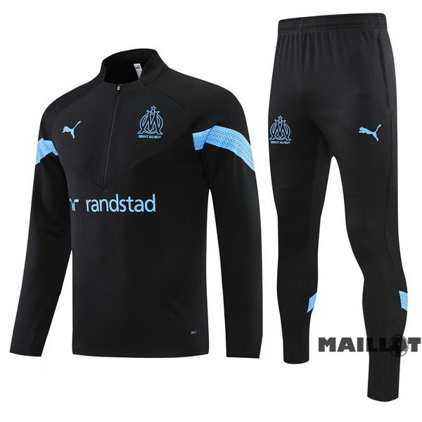 Foot Maillot Pas Cher Ensemble Complet Sudadera Entrainement Enfant Marsella 2022 2023 Noir Bleu