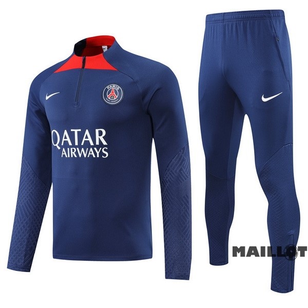 Foot Maillot Pas Cher Ensemble Complet Sudadera Entrainement Enfant Paris Saint Germain 2022 2023 Bleu Rouge