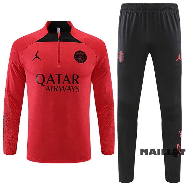 Foot Maillot Pas Cher Ensemble Complet Sudadera Entrainement Enfant Paris Saint Germain 2022 2023 Rouge Noir