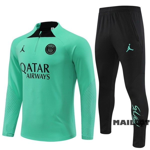 Foot Maillot Pas Cher Ensemble Complet Sudadera Entrainement Enfant Paris Saint Germain 2022 2023 Vert Noir