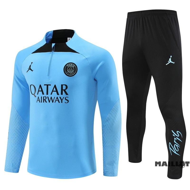 Foot Maillot Pas Cher Ensemble Complet Sudadera Entrainement Enfant Paris Saint Germain 2023 2024 Bleu Noir