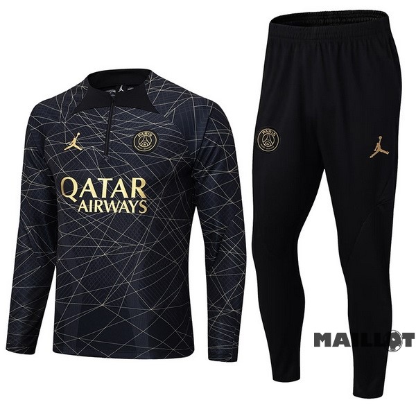 Foot Maillot Pas Cher Ensemble Complet Sudadera Entrainement Enfant Paris Saint Germain 2023 2024 Noir III Jaune