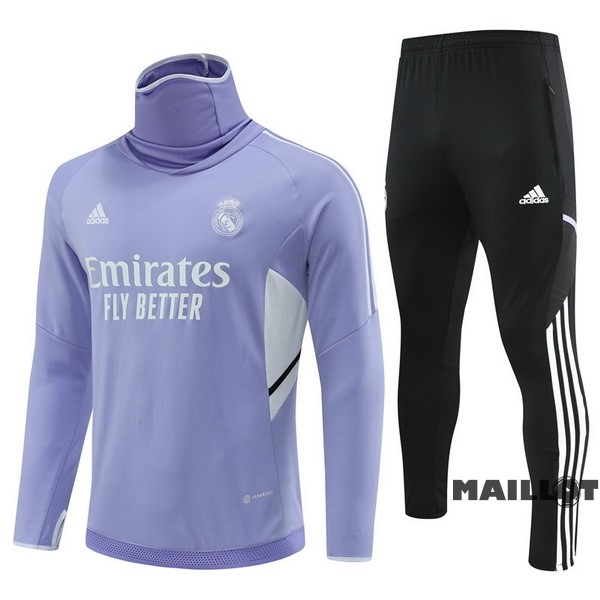 Foot Maillot Pas Cher Ensemble Complet Sudadera Entrainement Enfant Real Madrid 2022 2023 Purpura I Noir