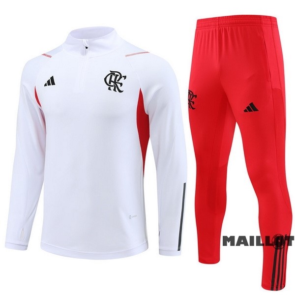 Foot Maillot Pas Cher Ensemble Complet Sudadera Entrainement Flamengo 2023 2024 Blanc I Rouge