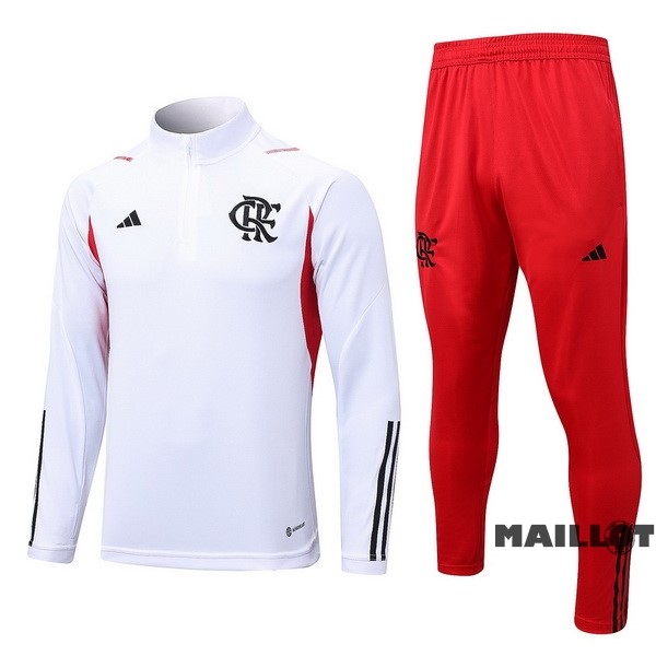 Foot Maillot Pas Cher Ensemble Complet Sudadera Entrainement Flamengo 2023 2024 Blanc Rouge