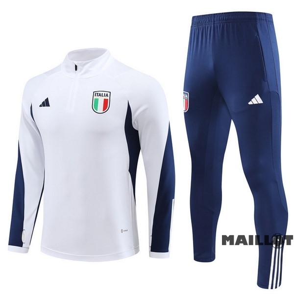 Foot Maillot Pas Cher Ensemble Complet Sudadera Entrainement Italie 2023 Blanc Bleu