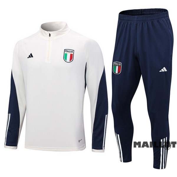 Foot Maillot Pas Cher Ensemble Complet Sudadera Entrainement Italie 2023 Blanc Bleu Marine