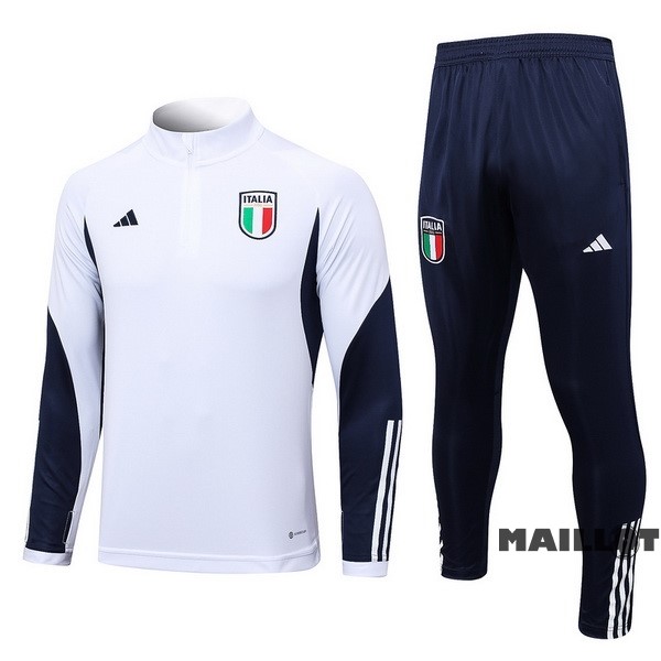 Foot Maillot Pas Cher Ensemble Complet Sudadera Entrainement Italie 2023 Blanc I Bleu Marine