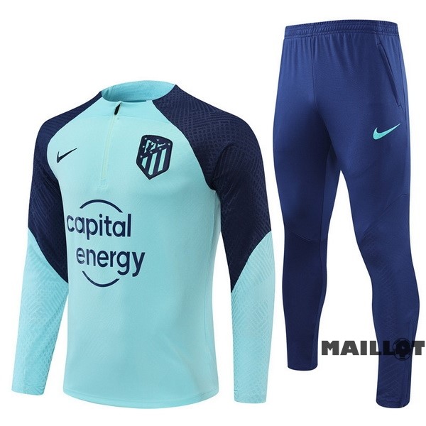 Foot Maillot Pas Cher Ensemble Complet Sudadera Entrainement Joueurs Atlético Madrid 2022 2023 Bleu