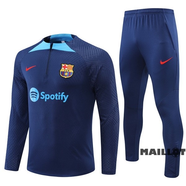 Foot Maillot Pas Cher Ensemble Complet Sudadera Entrainement Joueurs Enfant Barcelona 2022 2023 Bleu Marine