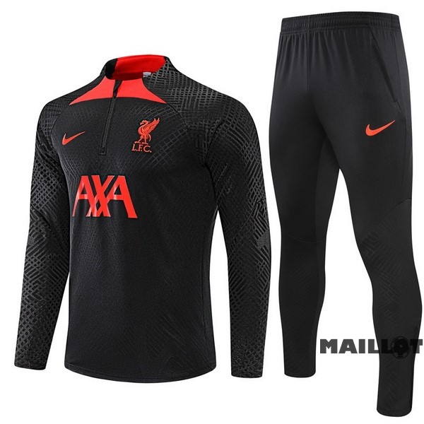 Foot Maillot Pas Cher Ensemble Complet Sudadera Entrainement Joueurs Enfant Liverpool 2022 2023 Noir