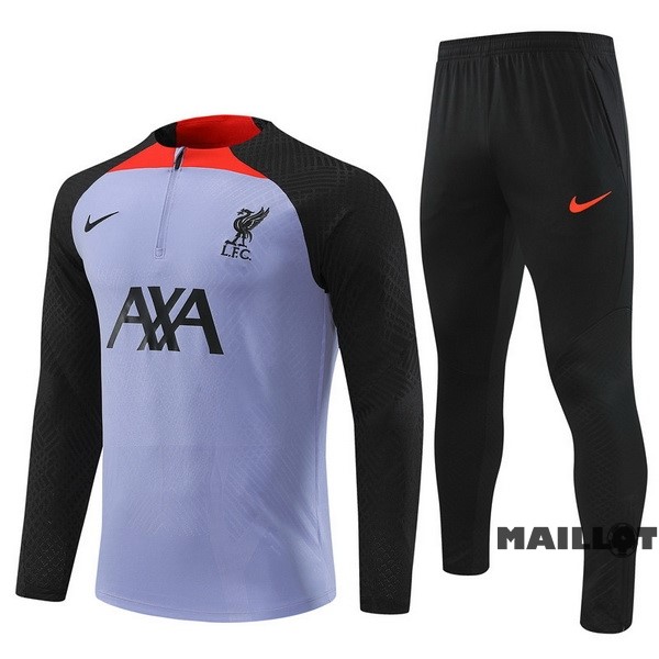 Foot Maillot Pas Cher Ensemble Complet Sudadera Entrainement Joueurs Enfant Liverpool 2022 2023 Purpura Noir