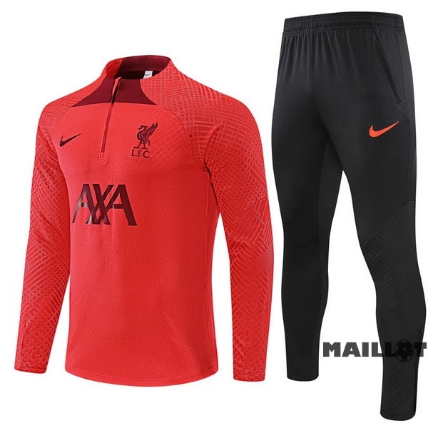 Foot Maillot Pas Cher Ensemble Complet Sudadera Entrainement Joueurs Enfant Liverpool 2022 2023 Rouge Noir