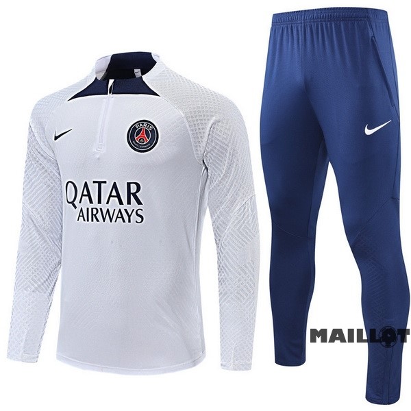 Foot Maillot Pas Cher Ensemble Complet Sudadera Entrainement Joueurs Enfant Paris Saint Germain 2022 2023 Blanc Bleu