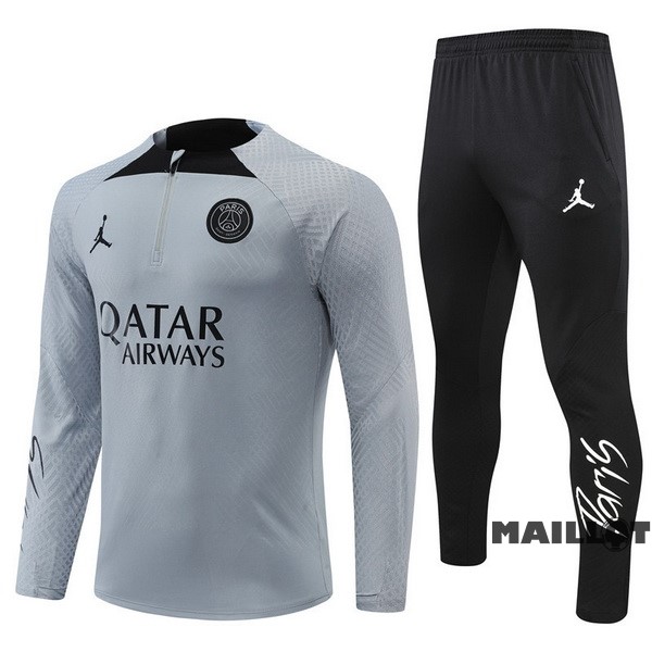 Foot Maillot Pas Cher Ensemble Complet Sudadera Entrainement Joueurs Enfant Paris Saint Germain 2022 2023 Gris Noir