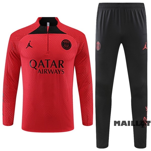 Foot Maillot Pas Cher Ensemble Complet Sudadera Entrainement Joueurs Enfant Paris Saint Germain 2022 2023 Rouge Noir