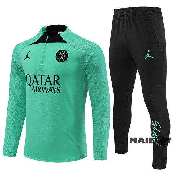 Foot Maillot Pas Cher Ensemble Complet Sudadera Entrainement Joueurs Enfant Paris Saint Germain 2022 2023 Vert Noir