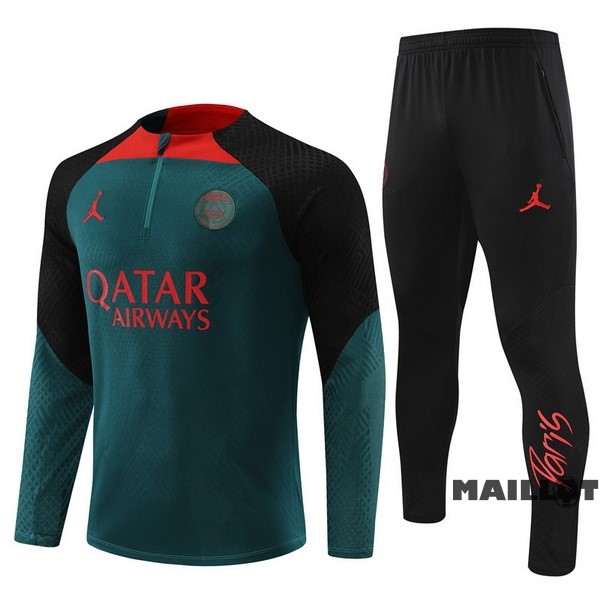 Foot Maillot Pas Cher Ensemble Complet Sudadera Entrainement Joueurs Enfant Paris Saint Germain 2022 2023 Vert Noir Rouge