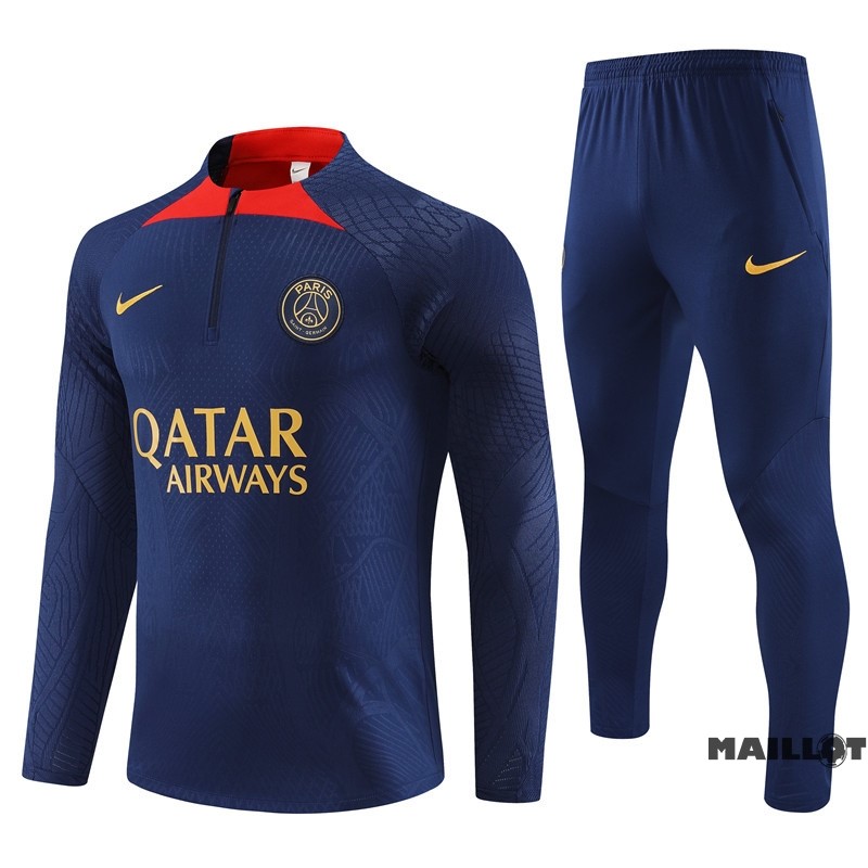 Foot Maillot Pas Cher Ensemble Complet Sudadera Entrainement Joueurs Paris Saint Germain 2023 2024 Bleu Marine Rouge