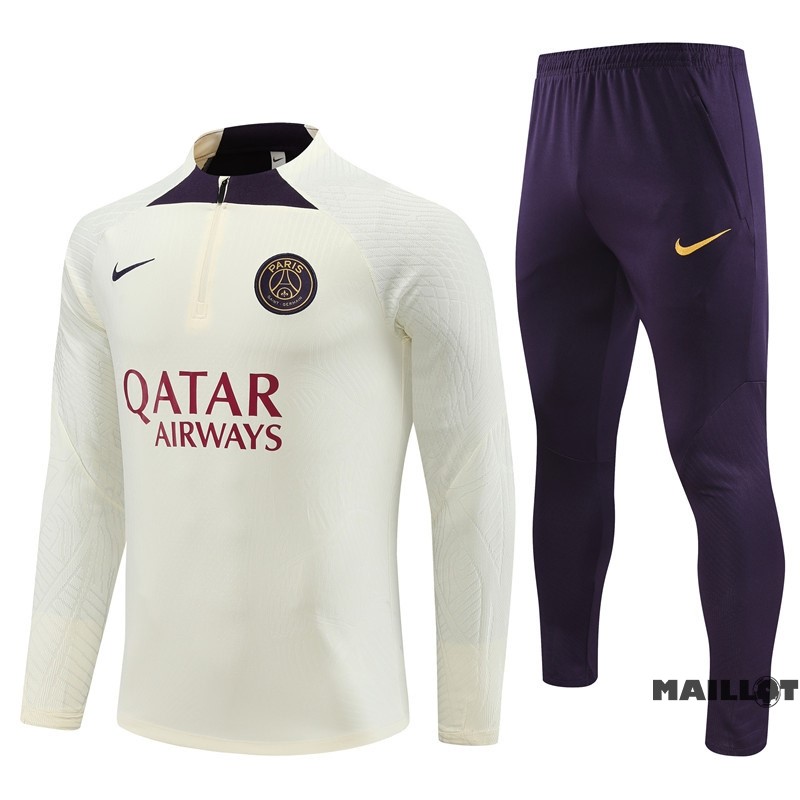 Foot Maillot Pas Cher Ensemble Complet Sudadera Entrainement Joueurs Paris Saint Germain 2023 2024 Jaune Purpura