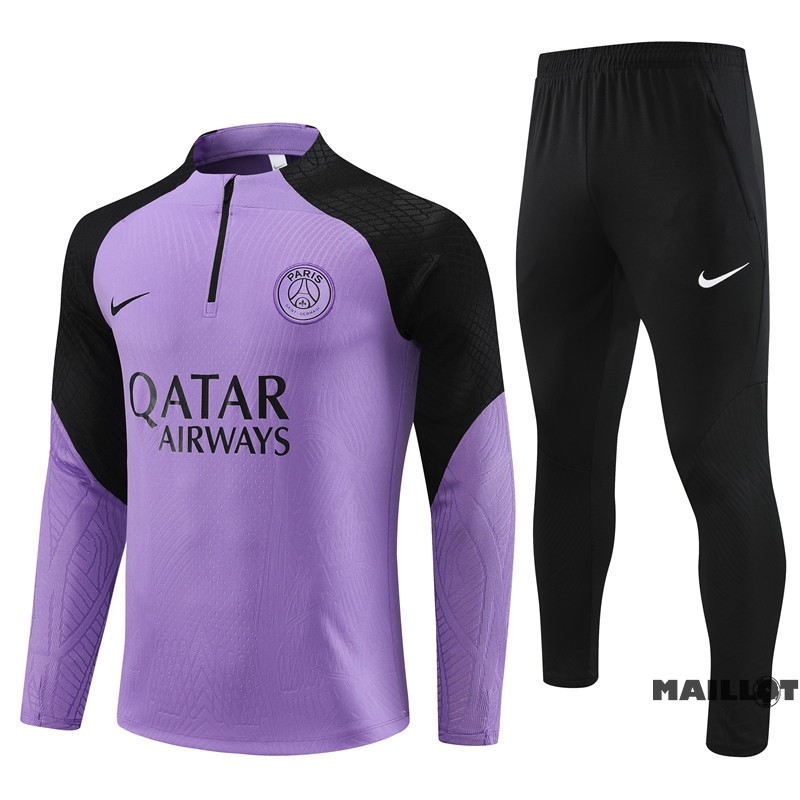 Foot Maillot Pas Cher Ensemble Complet Sudadera Entrainement Joueurs Paris Saint Germain 2023 2024 Purpura Noir