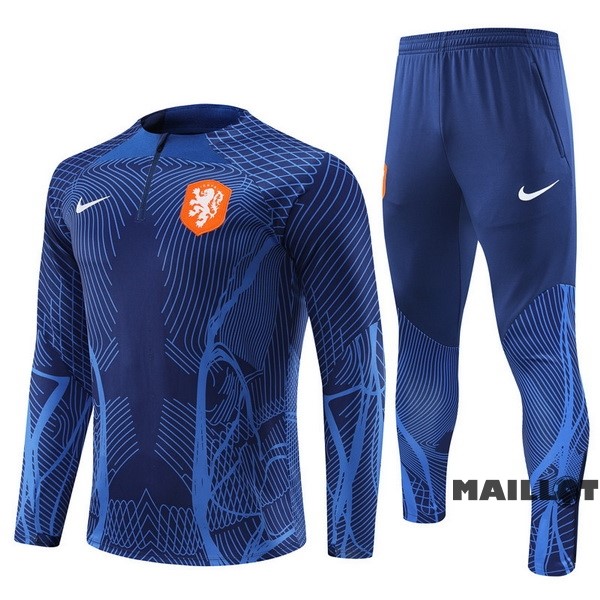 Foot Maillot Pas Cher Ensemble Complet Sudadera Entrainement Joueurs Pays Bas 2022 III Bleu