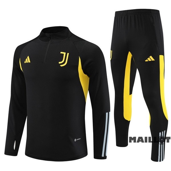 Foot Maillot Pas Cher Ensemble Complet Sudadera Entrainement Juventus 2023 2024 Noir Jaune