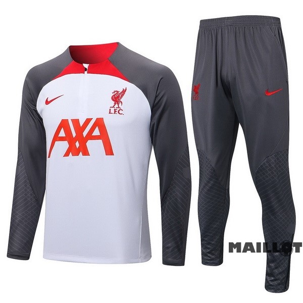 Foot Maillot Pas Cher Ensemble Complet Sudadera Entrainement Liverpool 2022 2023 Blanc Gris