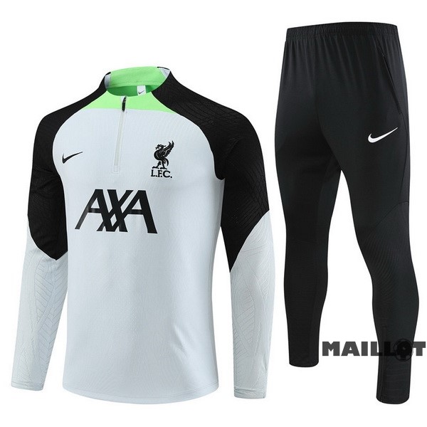 Foot Maillot Pas Cher Ensemble Complet Sudadera Entrainement Liverpool 2023 2024 Gris I Noir Vert