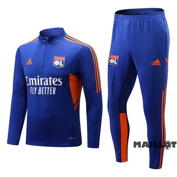 Foot Maillot Pas Cher Ensemble Complet Sudadera Entrainement Lyon 2022 2023 Bleu Rouge