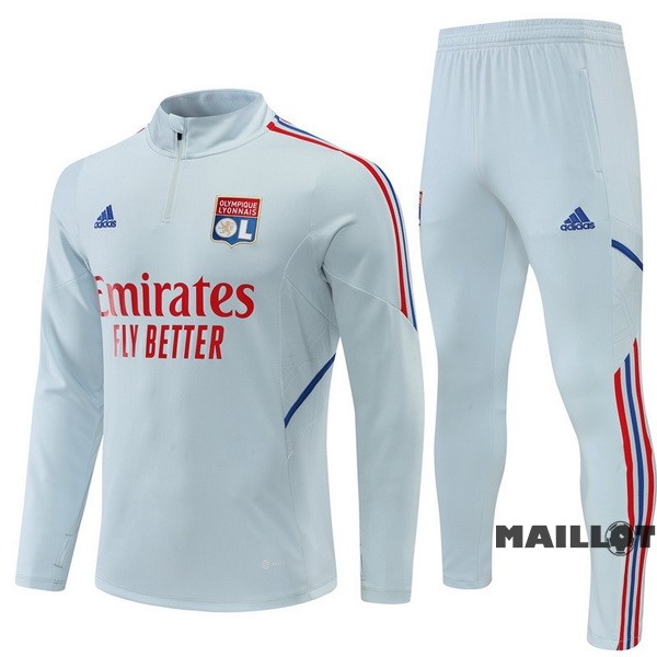 Foot Maillot Pas Cher Ensemble Complet Sudadera Entrainement Lyon 2022 2023 Gris Clair