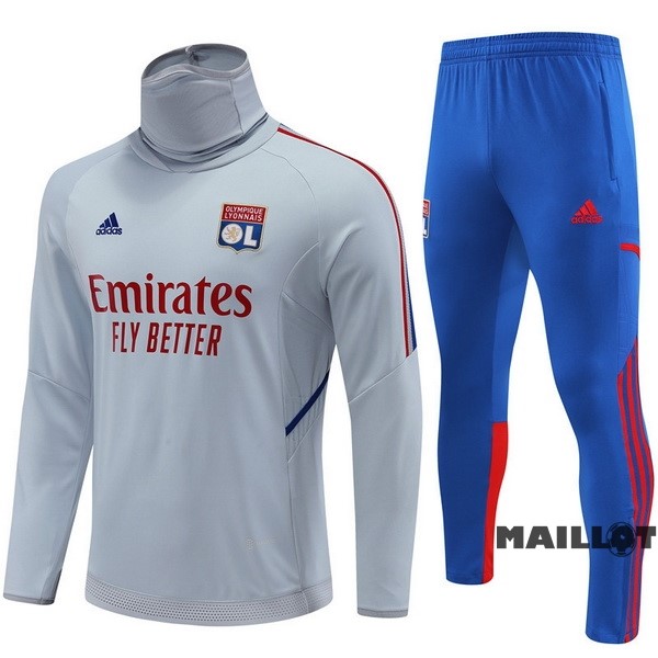 Foot Maillot Pas Cher Ensemble Complet Sudadera Entrainement Lyon 2022 2023 Gris I Bleu